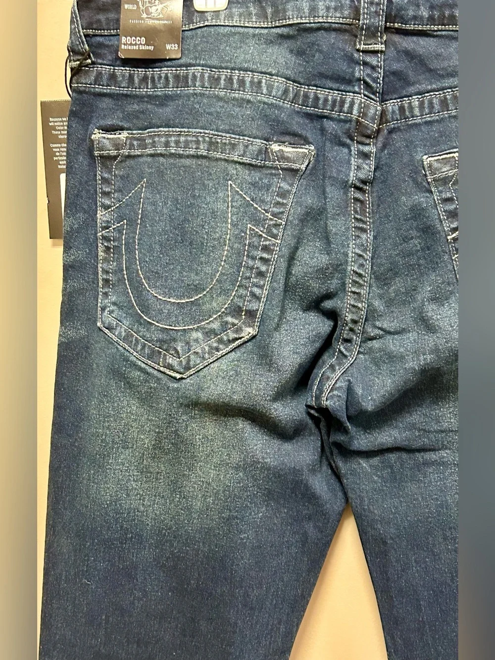True Religion Men's Dark Blue Slim Jeans Sz 33 NWT Rocco No Flap